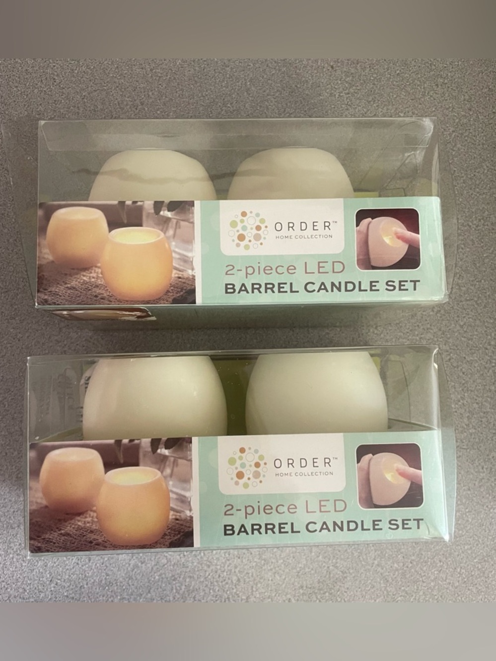 LED barrel candle set new‎ pack of two